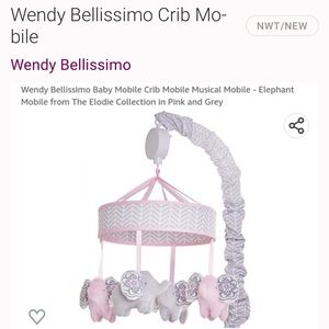 Wendy Bellissimo Pink and Gray Elephant Nursery Mobile 🐘